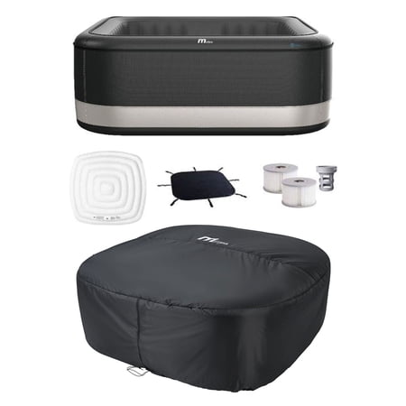 MSpa Square Inflatable Spa 6 Person Outdoor Hot Tub, Energy Efficient Cover