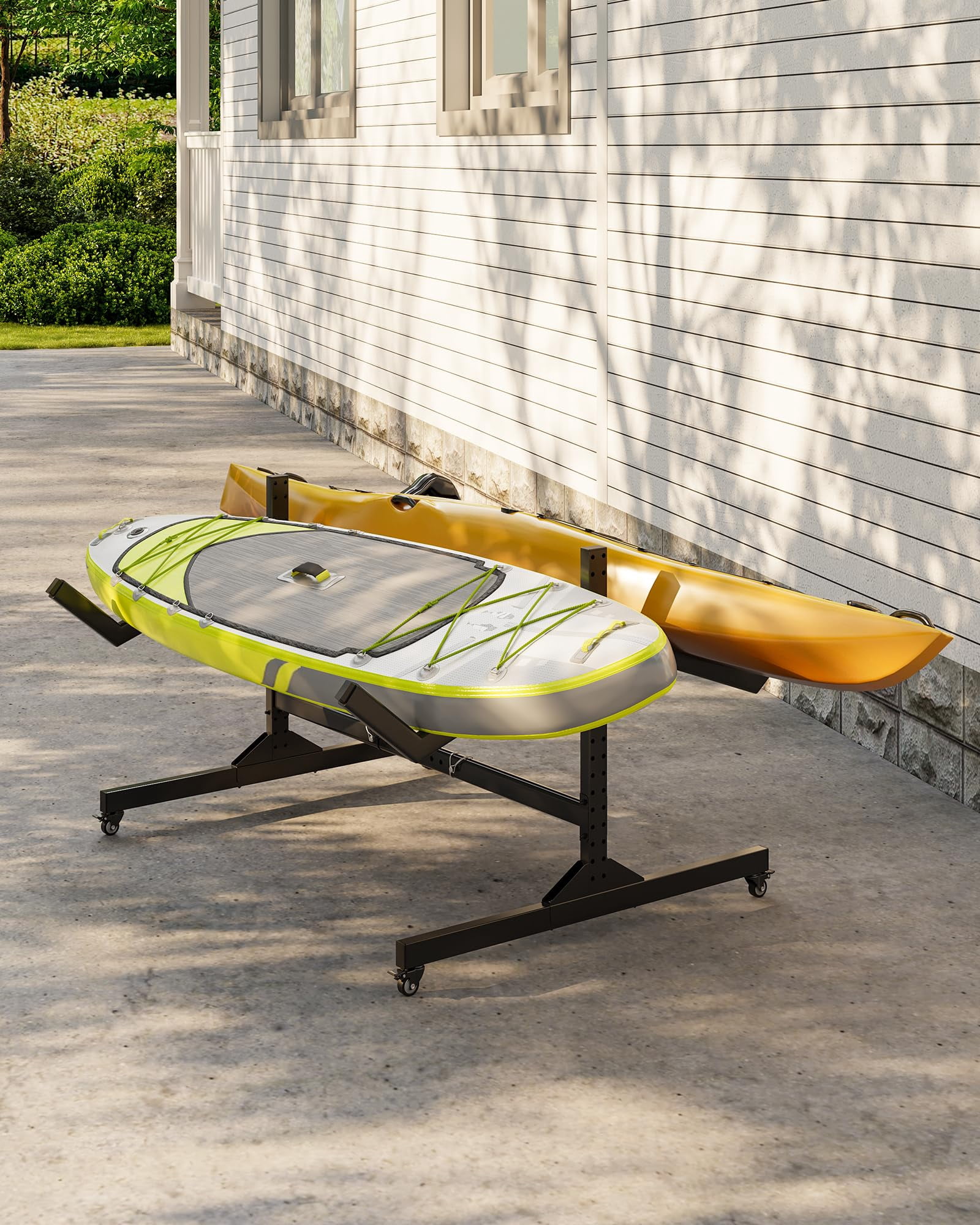 Kayak Storage Rack, Heavy Duty Freestanding Kayak Rack for Garage and Outdoor Storage, Kayak Stand Adjustable for Kayak, Canoe, Surfboard and Paddle Board,