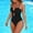 Black, variant on Women's Twist Front Plunge One Piece Swimsuit Push Up Tummy Control High Cut Cheeky Bathing Suit for Beach Pool Vacation Blue S