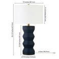 thumbnail image 3 of Maklaine Contemporary Ribbed Ceramic Table Lamp in Matte Navy Blue, 3 of 8
