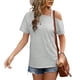 thumbnail image 1 of Camiseta informal para mujer, camiseta informal con hombros descubiertos para mujer, camiseta con hombros descubiertos, diseño a prueba de futuro, 1 of 6