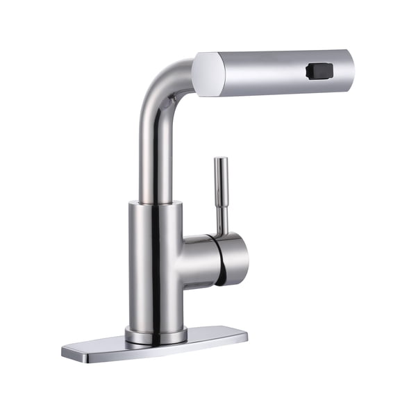 Wowow 11.3 in. Single Handle Pull Down Sprayer Kitchen Faucet with Advanced Spray and 360° Spout Swivel in Polished Chrome
