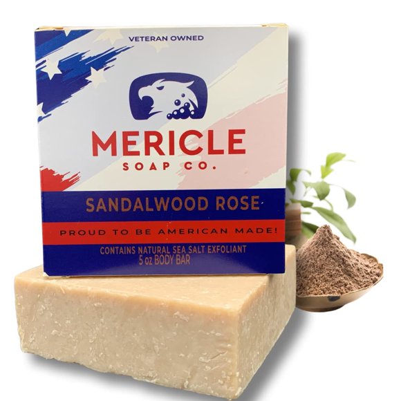 Mericle Soap Co. Barra corporal orgánica de sándalo rosa de 5 oz | Tecnología tradicional de proceso en frío | Ingredientes Naturales | Sin productos químicos agresivos ni conservantes | Hecho en los