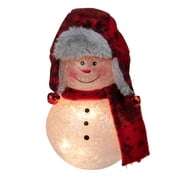 5.5" Red and Grey Lighted Snowman Christmas Tabletop Decoration