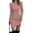 thumbnail image 1 of Innerwin Robe Chandail Col Rond Dames Chandail d'Hiver Manches Longues Mini Robes Élégantes Sakura Rouge P, 1 of 2