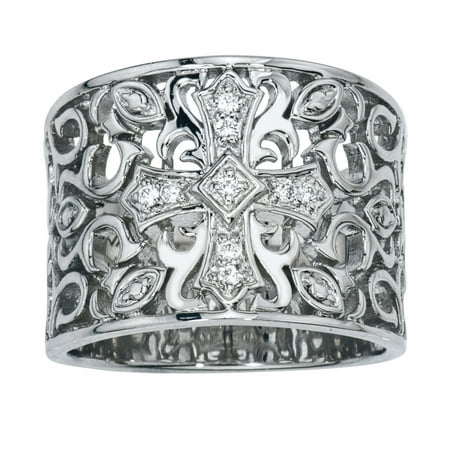 Diamond Wide Band in Sterling Silver