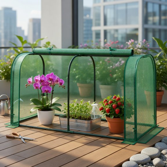 Yardi Yard Mini Tunnel Greenhouse for Outdoor as Yard, Greenhouse with Roll-up Zipper Door and PE Cover, Green