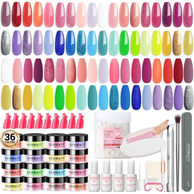 Kit de uñas en polvo AZUREBEAUTY, 170 unidades, con 36 colores y accesorios