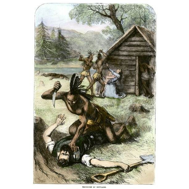 Jamestown Massacre 1622 Nthe Massacre At Jamestown Virginia 1622 Color