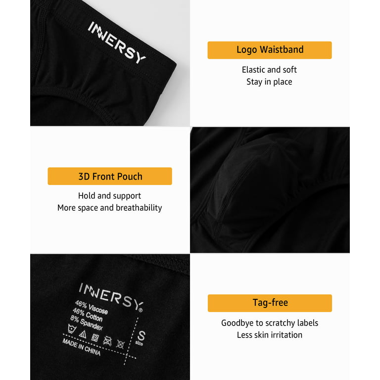 INNERSY Men's Underwear Briefs Soft Comfy Underwear Pack of 4 (L,  Black/Burgundy/Dark Indigo) 