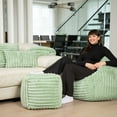thumbnail image 3 of Gouchee Home Raya Cube Pouf Ottoman or Footrest, Sage, 16" x 16" x 16", Faux Fur Cover, Polystyrene Bead Filling, 3 of 5