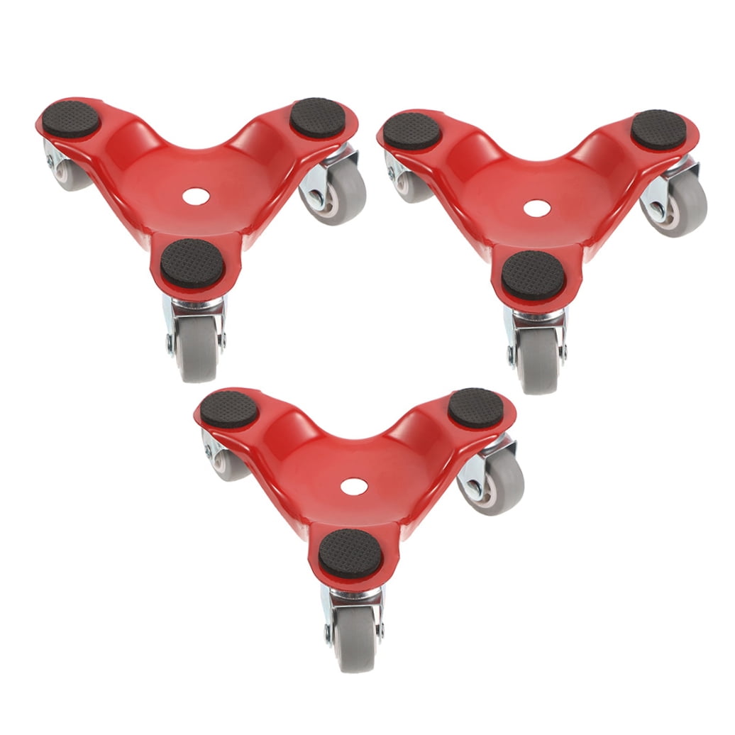 CRILSTYLEO 3Pcs Red Furniture Mover Dolly Metal 3 Wheel Design for Moving Heavy Appliances
