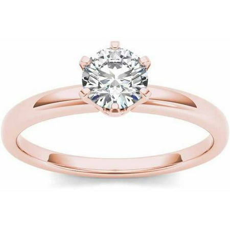 1 Carat T.W. Diamond Six-Prong Solitaire 14kt Rose Gold Engagement Ring