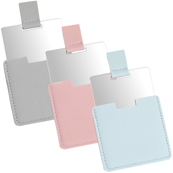 1 Box 3 Pack Small Pocket Mirrors Travel Compact Mirror 2.36in Unbreakable Stainless Steel Portable Handheld with Leather Cover Mirrors DIY