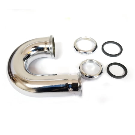 Thrifco Plumbing 4402809 17 Gauge 1-1/2 Inch x 1-1/4 Inch Chrome Plated Brass Tubular Choke Neck J-Bend