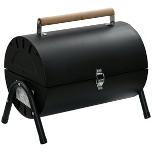 Charbon extérieur BBQ Grill, Barbecue pliante avec poignée, 17.3" x 9.8" x 14", noir