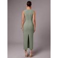 thumbnail image 2 of Mint Green Womens Elegant Asymmetric One-Shoulder Sleeveless Sheath Midi Dress, 2 of 6