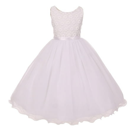 White Satin Tulle Dress - Kids Dream Girls White Tulle Layers Satin Sash Flower Communion Dress 8-14
