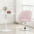 thumbnail image 2 of Furniliving Velvet Swivel Chair Upholstered Accent Chair Adjustable Mid-Backrest Leisure Chairs, Salmon Pink, 2 of 7