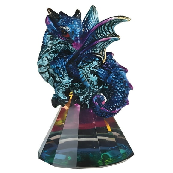 FC Design 3.5"H Blue Dragon Standing on Pyramid Glass Figurine Statue Sculpture Ornament Decoration Home/Room Decor and Unique Gift Ideas for Housewarming, Holidays and Birthdays