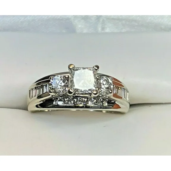 3Ct Princess Lab-Created Diamond Women's Engagement Ring 14K White Gold Finish