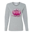 thumbnail image 2 of Wild Bobby Tougher Than Cancer Football Paint Splatters Breast Cancer Awareness Women Graphic Long Sleeve Tee, Heather Grey, X-Large, 2 of 6