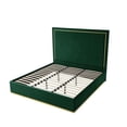 thumbnail image 6 of Creed Bed Hunter Green Velvet Queen Upholstered Powder Coated Gold Frame Base, 6 of 10