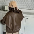 thumbnail image 3 of ATOGUTA Girls Faux Leather Jacket Kids Lightweight Fall Winter Coat Outerwear with Pockets Size 5T-16, Coffee, 3 of 5