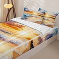 thumbnail image 3 of Manfei Golden Sunset Zipper Full Size Comforter Sets with Fitted Sheet and 2 Pillowcases,Ocean Beach Themed Zipper Bedding Set,Reversible,4pcs, 3 of 8