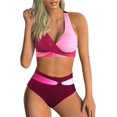 thumbnail image 1 of LAICAIW Womens Two Piece Swimsuits Wrap Front Bikini High Waisted Bottom Tummy Control Bathing Suits Vintage Print Swimwear, 1 of 7