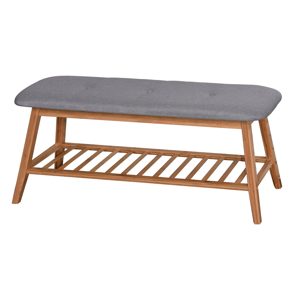 Kadyn Bamboo Bench, Entryway Shoe Rack with Storage, Modern Bench for Entryway Hallway, Brown