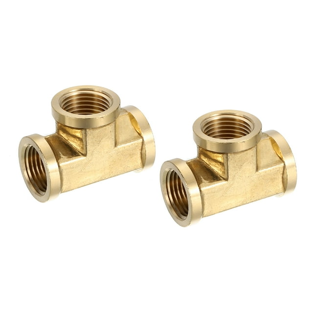 Conector en T de Latón Uxcell, NPT1/2" x NPT1/2" x NPT1/2" 3 Vías, 2 piezas