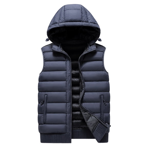 ZUKMRJPC Mens Puffer Vest Full Zip Winter Warm Quilted Outerwear Vests Lightweight Casual Removable Hood Padded Jacket with Pocket