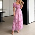 thumbnail image 2 of Letdown Summer Dresses for Women 2026 Floral Cottagecore Dress Puff Sleeve Maxi Ruffled Corset Dress Square Neck A Line Flowy Wedding Guest Tea Party Dresses, 2 of 7