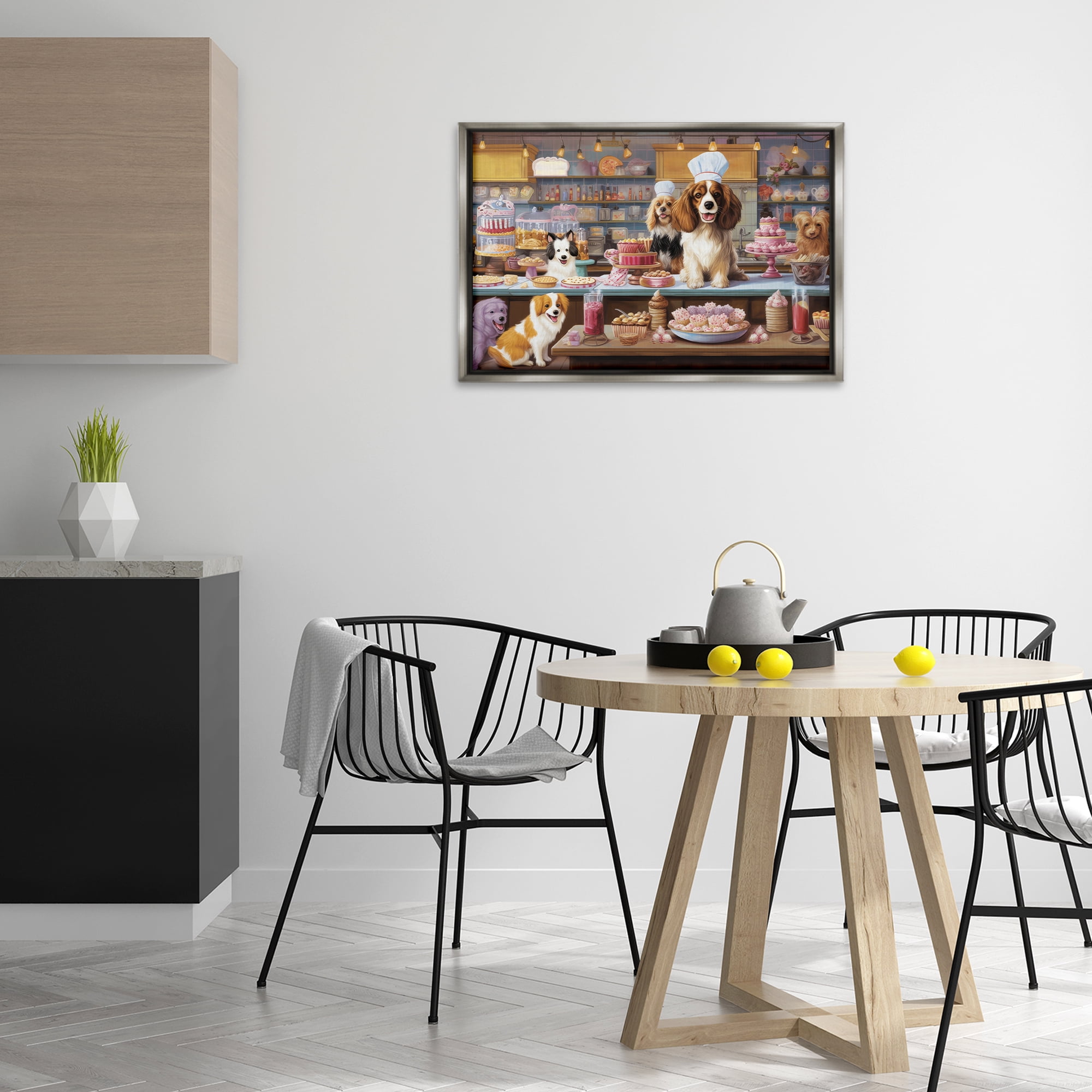 Stupell Industries Sweet Treats Pastry Dogs Food & Beverage Painting Gray Floater Framed Canvas Art Print Wall Art, 31 x 21