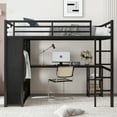 thumbnail image 3 of URTR Full Loft Bed with Desk & Built-In Wardrobe, Metal Loft Beds Frame with Storage Shelves, Space Efficient Elevated Design for Small Apartment, Black, 3 of 9