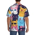 thumbnail image 3 of Naloa Colorful Cats Pattern Art Men's Loose Fit Cuban Collar Short-Sleeve Shirt, Hawaiian Shirts, Mens Shirts Casual for Everyday Wear Outings-Small, 3 of 5