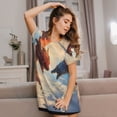 thumbnail image 3 of Lsque Cloud Red And Blue Dragon Pattern Nightgowns for Women Sleep Shirts Short Sleeve Nightshirt Pullover Nightdress Soft Sleepwear Relaxed Fit Nightdress, 3 of 6
