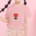 thumbnail image 2 of Rrunsv T Shirts for Kids Girl Striped Short Sleeve T Shirts Crewneck Loose Fit Casual Tops Pink,90, 2 of 5