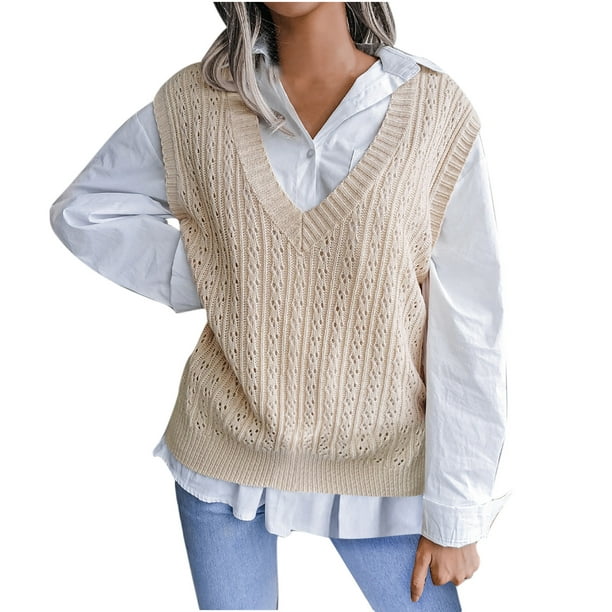 Abcelit Women's Oversized V Neck Sweater Vest