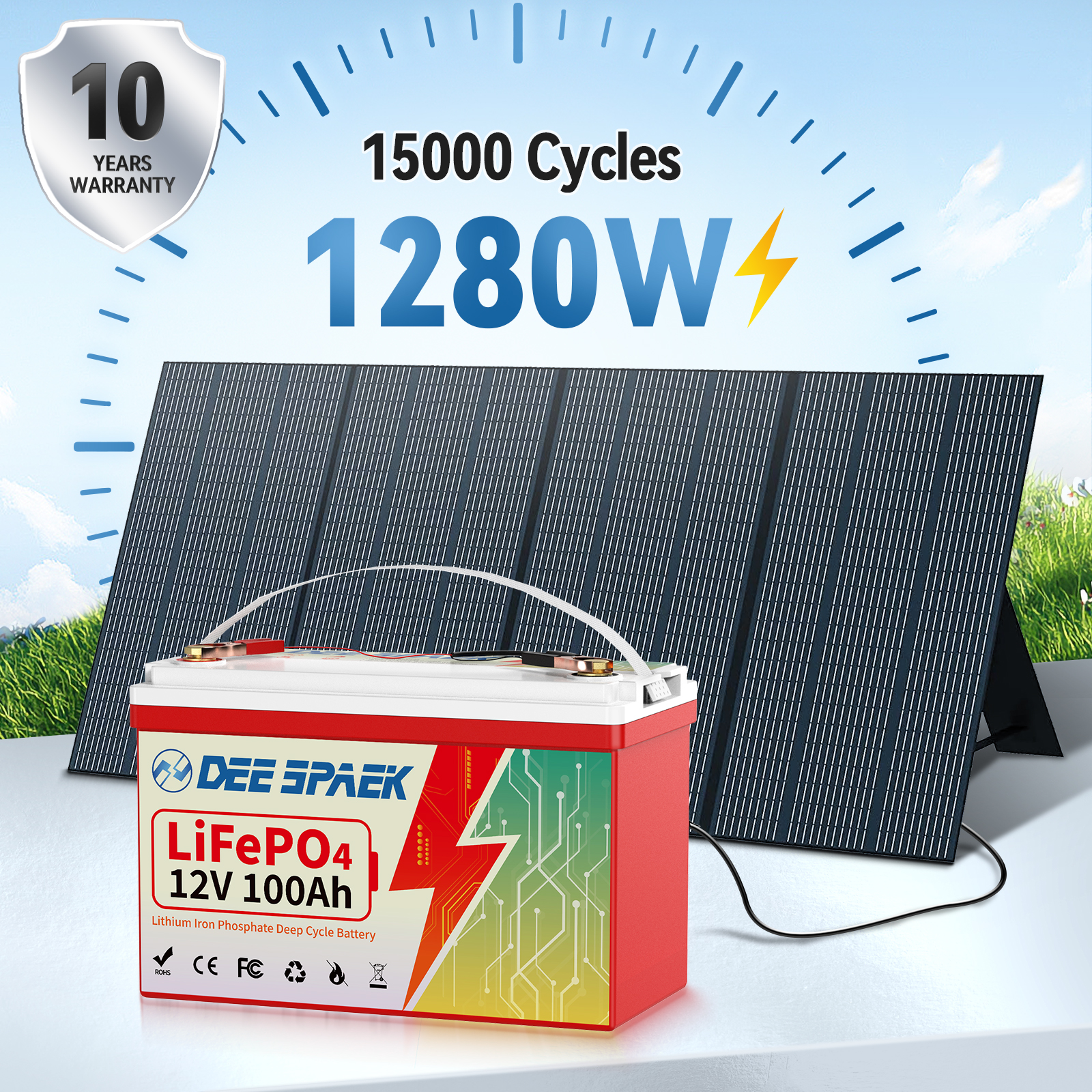12V 100Ah LiFePO4 Lithium Battery Blutooth,for RV,Marine,Trolling Motor,Solar,off-Grid,Home Energy Storage,Group 31 Deep Cycles Battery,Smart 100A BMS