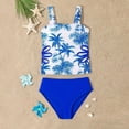 thumbnail image 5 of BRGZLK Girl's Tankini Set Summer Fashion Cute Square Neck Floral Cut Out Tank Top Shorts Cute Fairy Two Piece Swimsuit Set for kids Vacation Blue 12-13 Years, 5 of 5