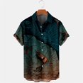 thumbnail image 2 of IROINNID Deals Shirt with Pocket for Men Hawaiian Geometry Print Lapel Short Sleeve Shirt,Green, 2 of 3