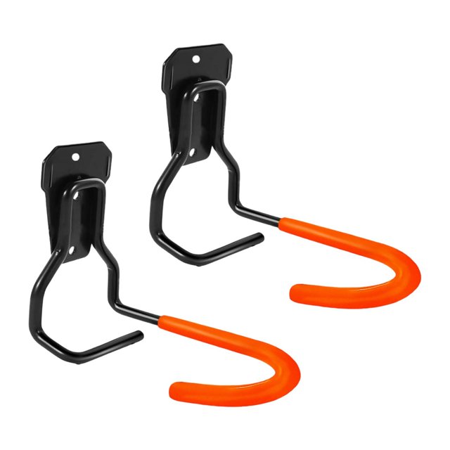 2 ganchos para bicicletas para colgar vigas de pared de garaje, portátiles, ligeros, de hierro, sencillos. Naranja