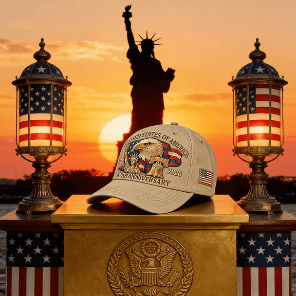 Celebrate Americas 250th Anniversary Hat, Adjustable Vintage Washed Patriotic Baseball Cap, Celebration Tribute Commemorative Cap, Beige
