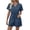 58-blue rompers for women, variant on Women's Mini Romper V Neck Short Sleeve Romper Smocked Waist Casual Short Jumpsuit with Tie Front Summer Beach Vacation Outfits Black,L
