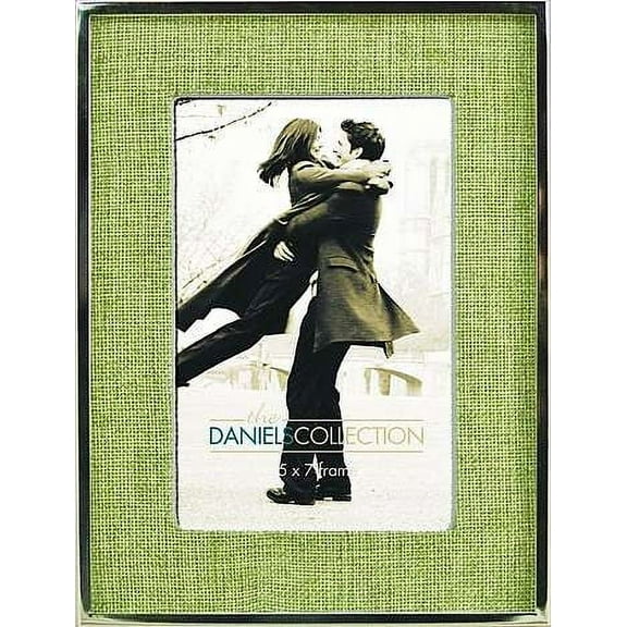 Polished Silverplate 5x7 frame w Sage Linen mat by Dennis Daniels - 5x7