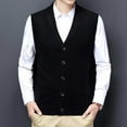 thumbnail image 3 of Dpytoraw Male Autumn And Winter Single Buckle Sweater Vest Vest V Neck Pure Color Wool Collarless Shirt Combined Body Type Non Hooded Vest Sweater Vest, 3 of 4