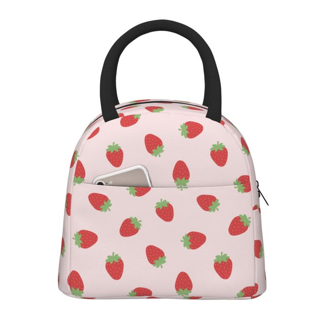 Easygdp Strawberry Bolsa de Almuerzo Insulada Grande, Forro de Aluminio, Diseño Espacioso, a Prueba de Fugas, Ideal para Trabajo, Picnics, Viajes y Actividades al Aire Libre