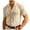 Beige, variant on WREESH Men's Trendy Button Down Shirts Short Sleeve, Turn-Down Collar, Knitted Thin Shirt with Solid Print, Perfect for Casual Wear Beige